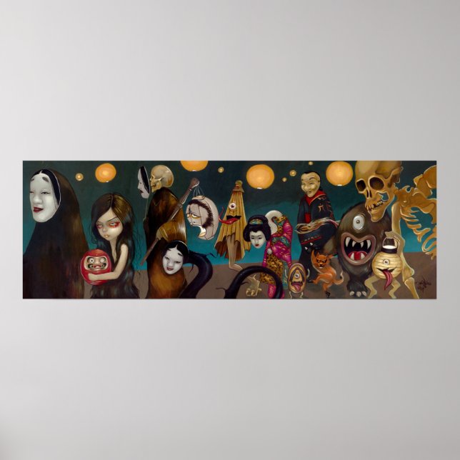 Hyakki Yakō gothic japanese yokai Art Print Poster (Framsidan)