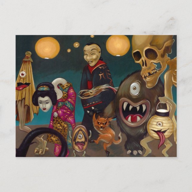 "Hyakki Yakō" vykort, del 2 Vykort (Framsida)