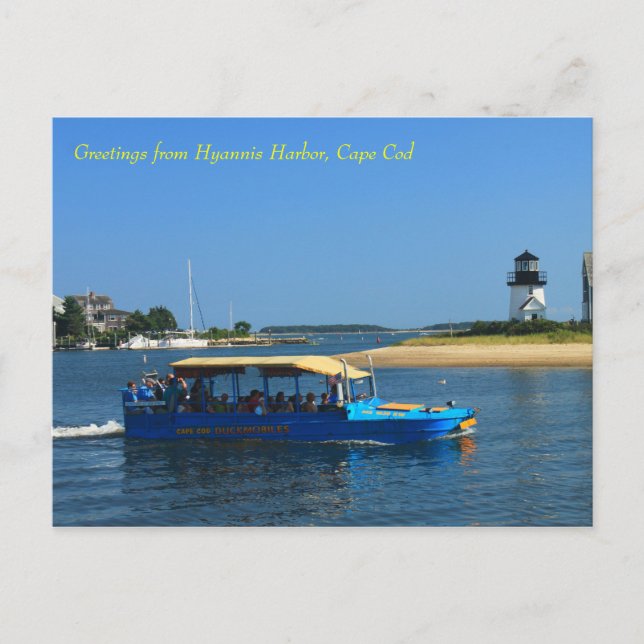 Hyannis Harbor Lighthouse Duck Boat Cape Cod Vykort (Framsida)