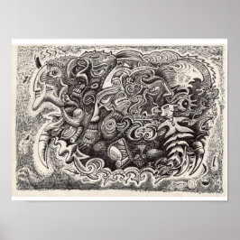Hybrid Beast bläck teckning Poster