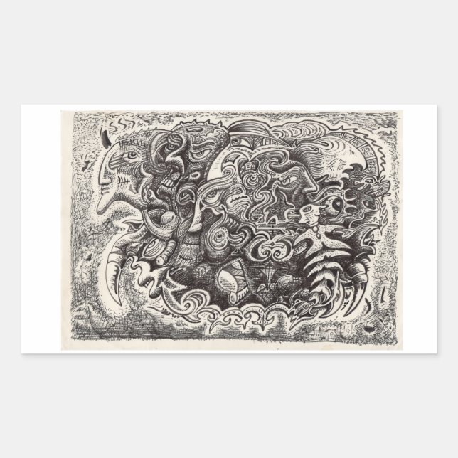 Hybrid Beast Sticker Rektangulärt Klistermärke (Framsida)