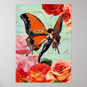 Hybrid Butterfly Woman från människa med Ro Poster