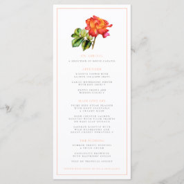 Hybrid-menyn för te ro orange, vattenfärgen bröllo meny