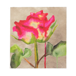 Hybrid Tea Ro vattenfärgsmodern blomart Anteckningsblock