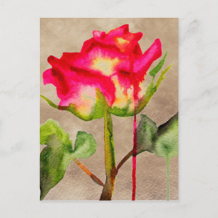 Hybrid Tea Ro vattenfärgsmodern blomart Vykort