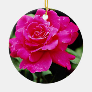 Hybrid- Tea steg vitblommor "för rosa fred" Julgransprydnad Keramik