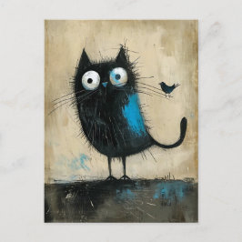 Hybridkreation på katt och fågel vykort