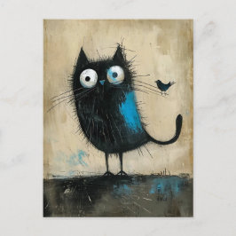 Hybridkreation på katt och fågel vykort