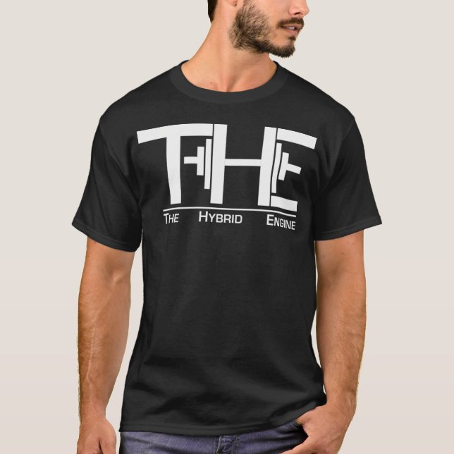 Hybridmotorns vita frisyr t shirt (Framsida)