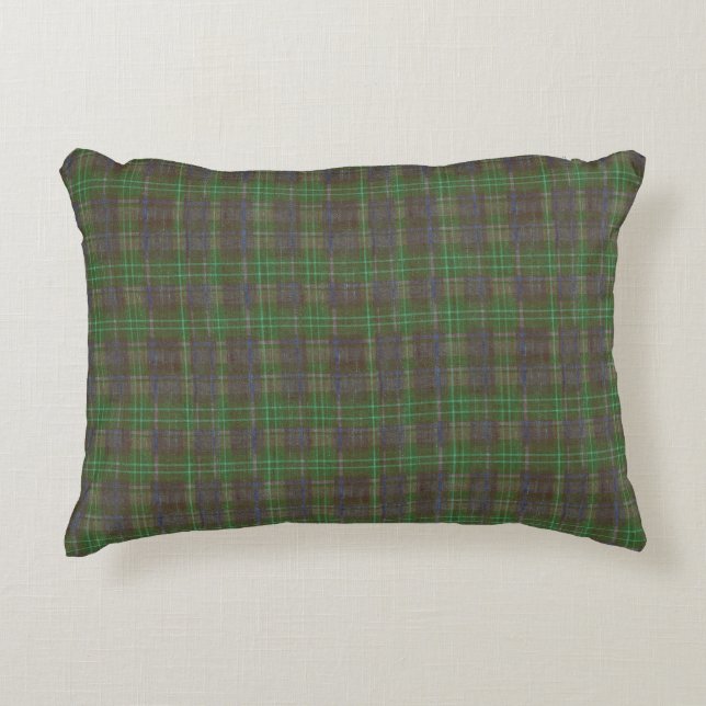 Hyddskogs gröna tartan prydnadskudde (Framsidan)