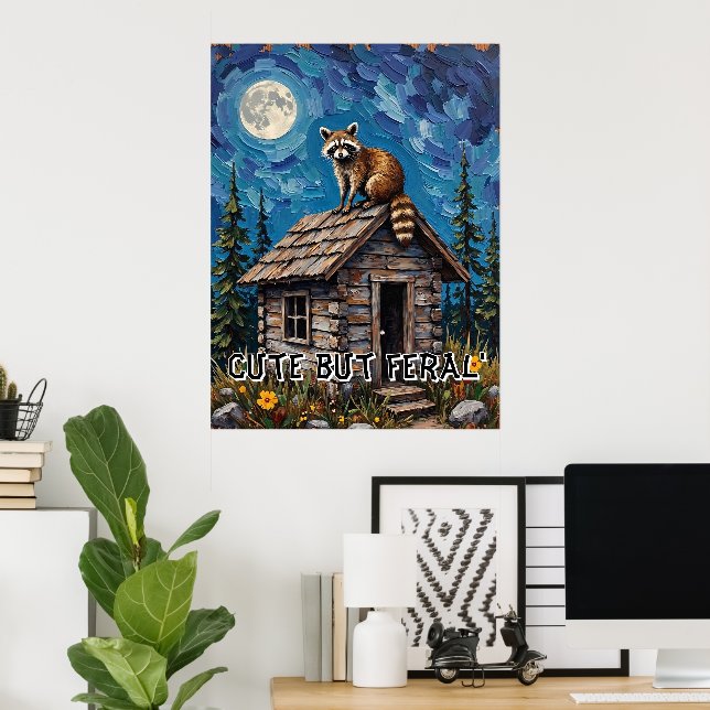 Hyddvakt: Tvättbjörnens Nattliga Vakt Poster (Hemmakontoret)