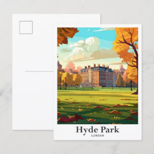 Hyde Park London England Travel Illustration Vykort