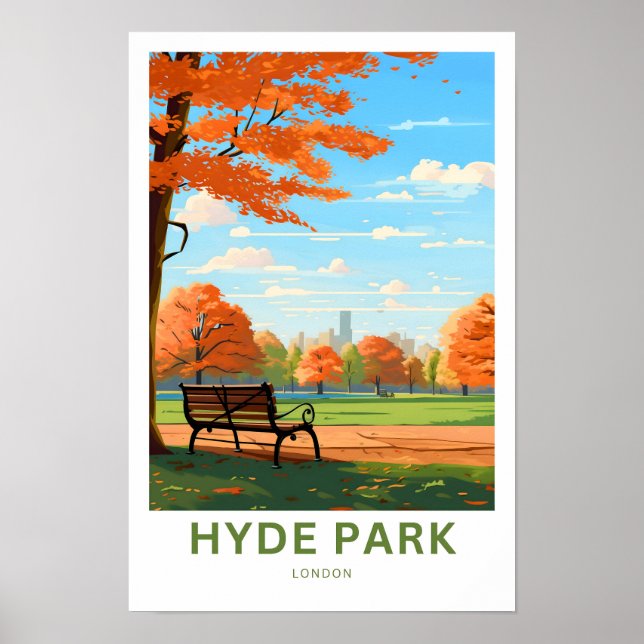 Hyde Park London Travel Print Poster (Framsidan)
