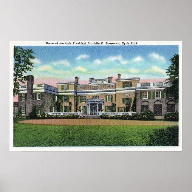 Hyde Park View of President FDR's Mansion Poster (Framsidan)
