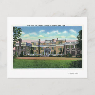 Hyde Park View of President FDR's Mansion Vykort