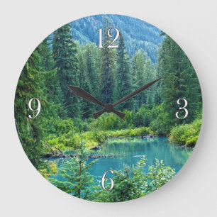 Hyder Alaska Scenia Forest & Sjö Clock Stor Klocka