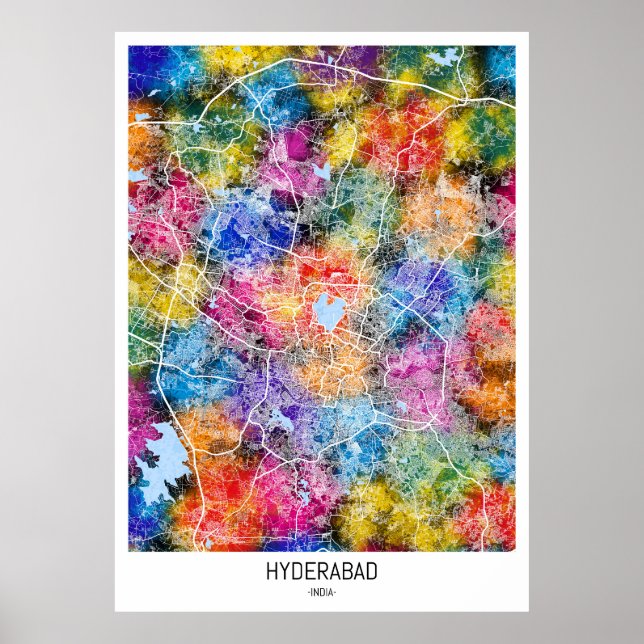 Hyderabad India City Karta Poster (Framsidan)