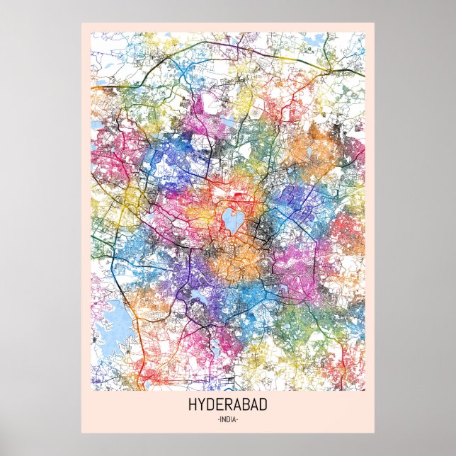 Hyderabad India City Karta Poster (Framsidan)