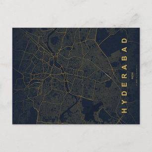 Hyderabad Indien Stadskarta Minimal Design Vykort