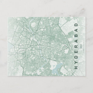 Hyderabad Indien Stadskarta Minimal Design Vykort