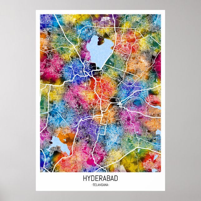 Hyderabad Telangana Karta Poster (Framsidan)