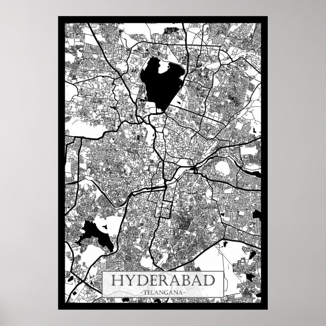 Hyderabad Telangana Karta Poster (Framsidan)