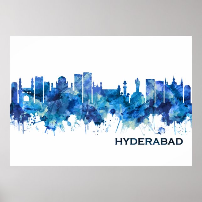 Hyderabad Telangana Skyline Blue Poster (Framsidan)