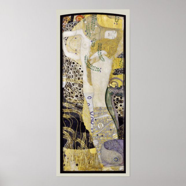 Hydra (alias Vatten Serpents I) av Gustav Klimt Poster (Framsidan)