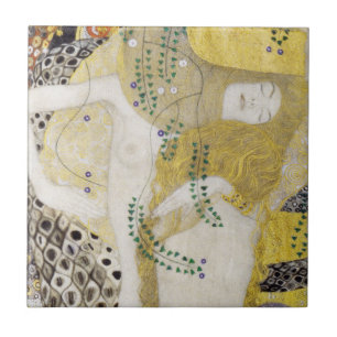 Hydra (även kallad Vattenormar I) av Gustav Klimt Kakelplatta