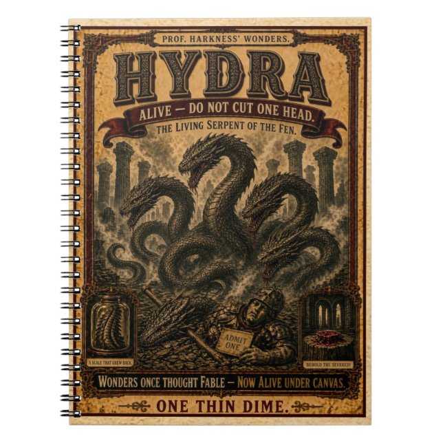 Hydra, cirkusmonster från förr anteckningsbok (Framsidan)