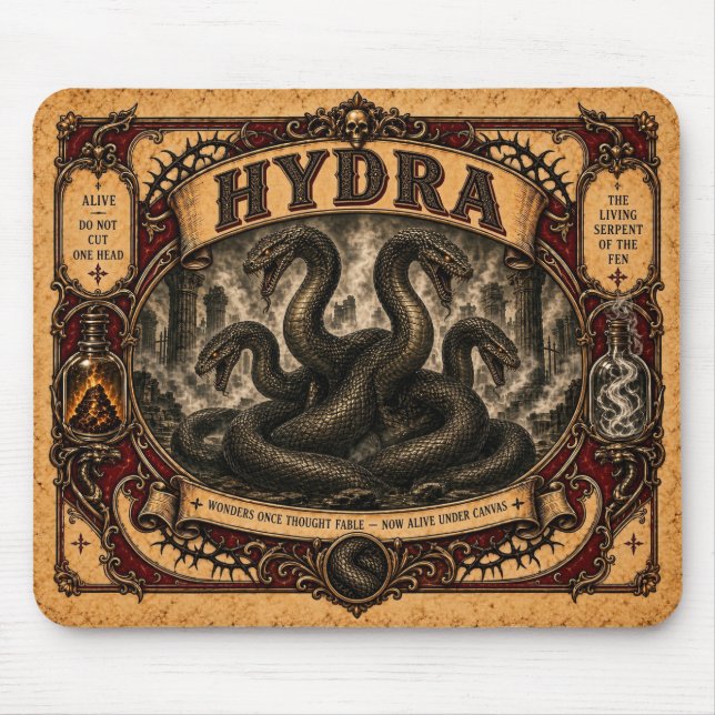 Hydra, cirkusmonster i vintage-stil musmatta (Framsidan)