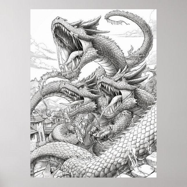 Hydra Coloring Bok Page - Giant Snake Creator Poster (Framsidan)