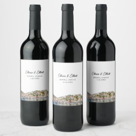Hydra Greece Bröllop Personlig Vin-etikett Vinflaska Etikett