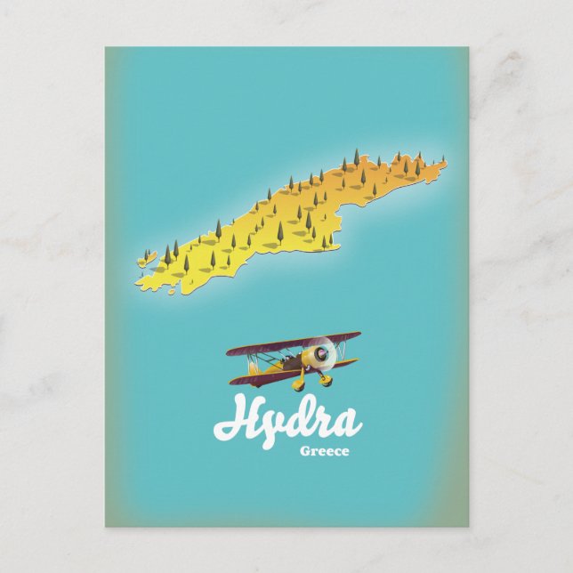 Hydra Grekland retro karta Vykort (Framsida)