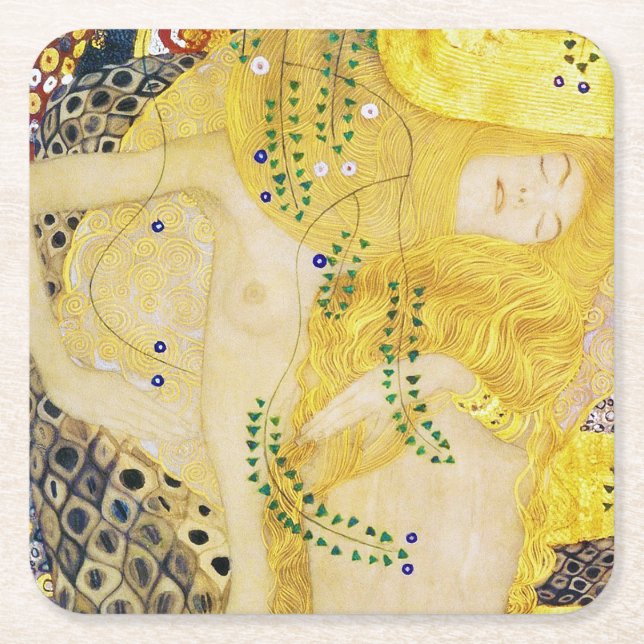 Hydra, Gustav Klimt Underlägg Papper Kvadrat (Framsidan)