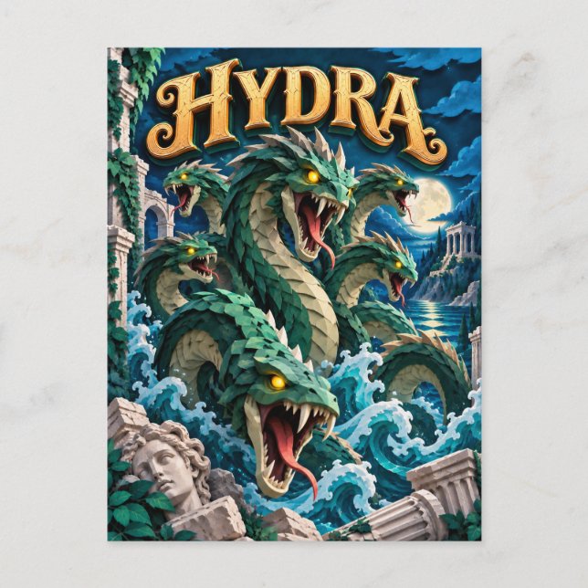 Hydra, Pappersklippt Monster Vykort (Framsida)