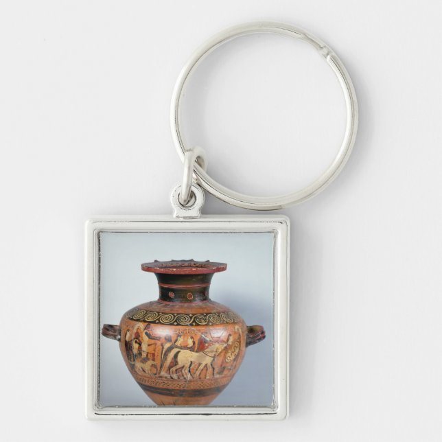 Hydra som visar avvikelsen av en krigare fyrkantig silverfärgad nyckelring (Framsidan)