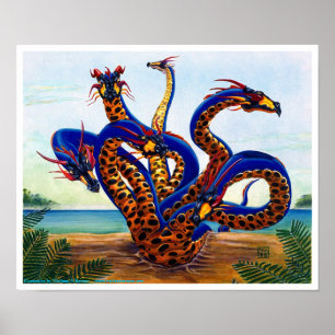 Hydradrake på stranddraketryck poster