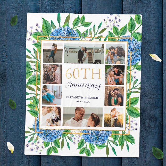 Hydrangea 60-årsjubileum Anpassningsbar Photo Coll Fleecefilt (Skapare uppladdad)