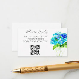 Hydrangea Akvarell Blå Blommor Blommig Bröllop  Tilläggskort