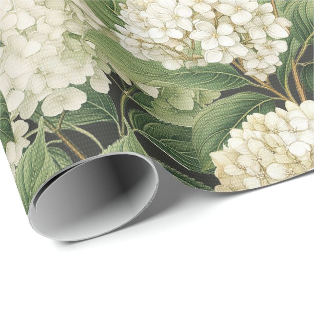 Hydrangea akvarell blommande Boho retro blommor Presentpapper (Rullad Hörn)