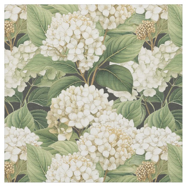 Hydrangea akvarellblomma Boho retro blommor Tyg (Närbild)