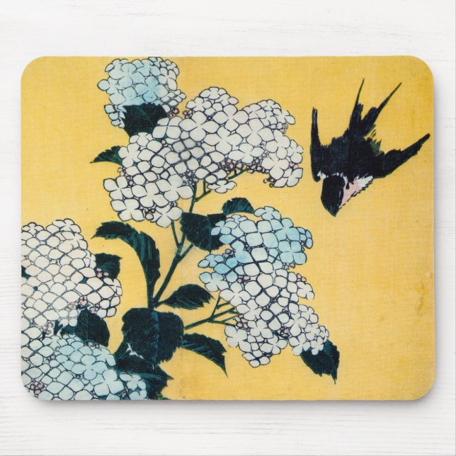 Hydrangea and Svälj, Hokusai, Ukiyo-e Musmatta (Framsidan)