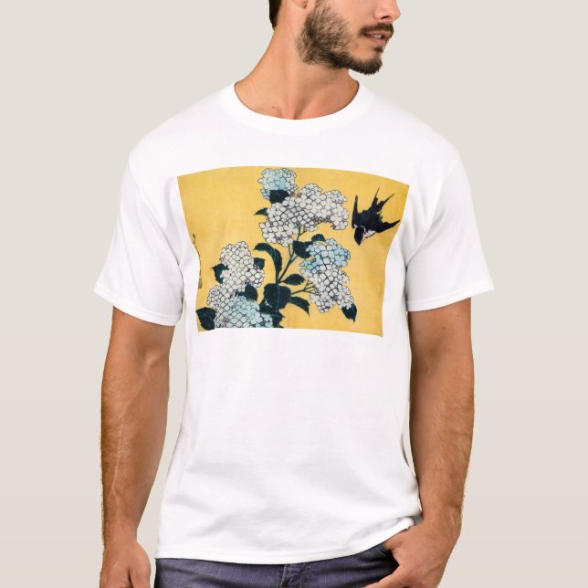 Hydrangea and Svälj, Hokusai, Ukiyo-e T Shirt (Framsida)