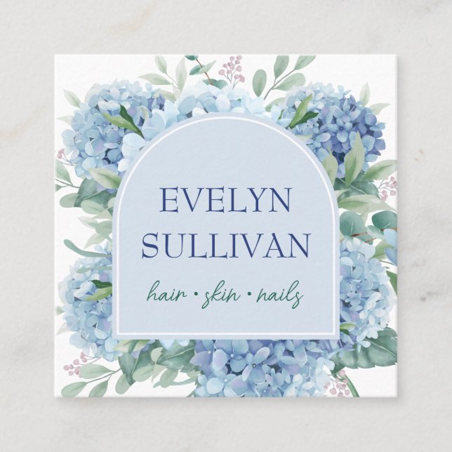 Hydrangea arch-affärskort fyrkantigt visitkort (Framsida)