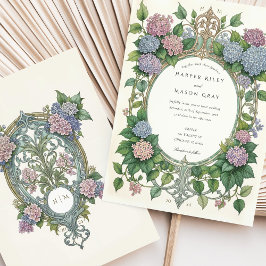 Hydrangea Art nouveau Bröllop Inbjudningar