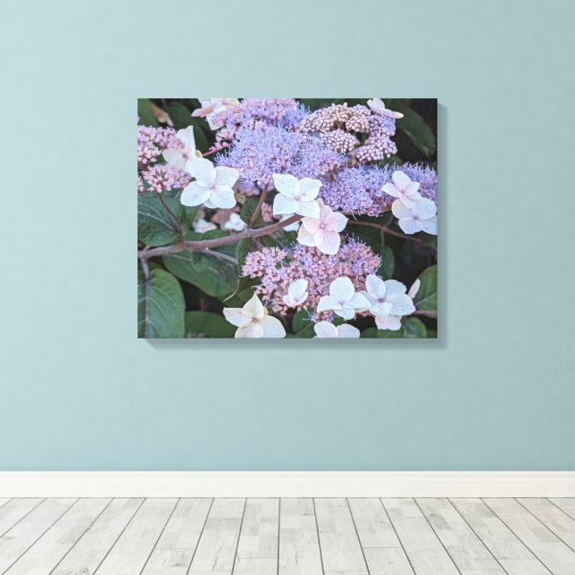 Hydrangea Aspera Blommor Blom Canvastryck (Insitu (trägolv))