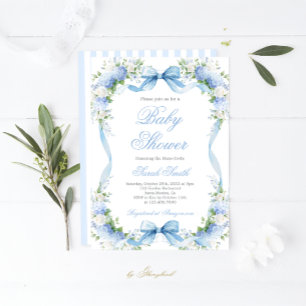 Hydrangea Baby Shower Boy-inbjudan Inbjudningar