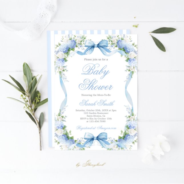 Hydrangea Baby Shower Boy-inbjudan Inbjudningar (Skapare uppladdad)