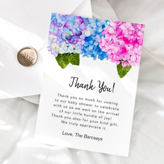 Hydrangea Baby Shower Tack Kort (Skapare uppladdad)